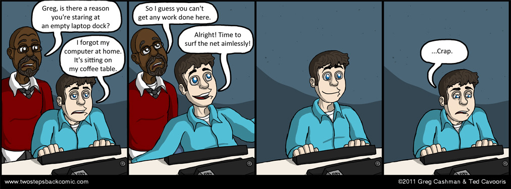 Did anyone else notice that Greg is also missing his monitor? Did anyone else notice that Greg is also missing his monitor?