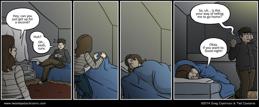 Mayra really meant it when she said he only had to get up for a second; it doesn't take her that long to crawl into bed. Mayra really meant it when she said he only had to get up for a second; it doesn't take her that long to crawl into bed.